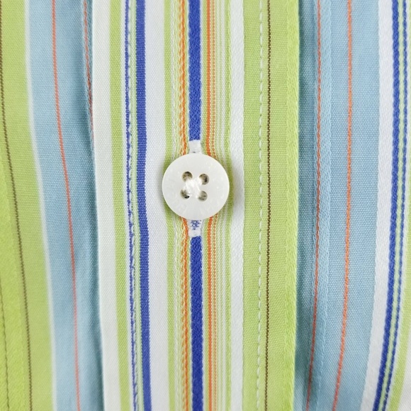 Bugatchi Green Blue Striped Cotton Sz XXL 2XL - Picture 3 of 8